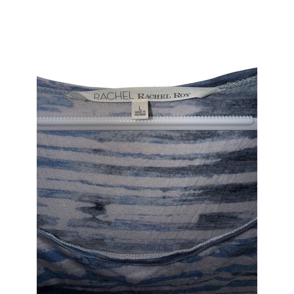 Rachel Roy Blue Striped Modal Scoop Neck Tee - Size Large - Picture 2 of 7